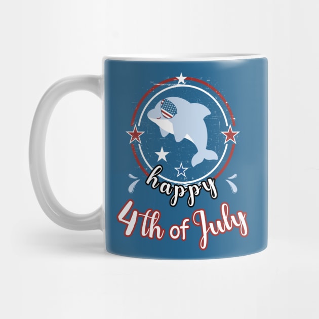 Happy 4Th of July Cute Dolphin Retro by Cute Pets Graphically